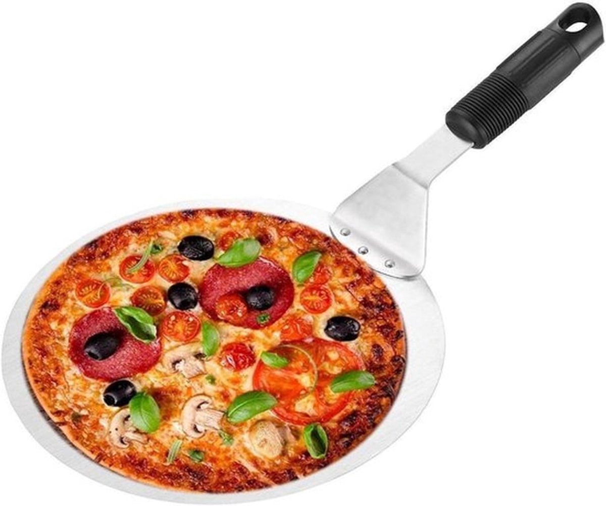Pizzaschep met veilige handgreep - geschikt voor pizza, gebak en meer - 1 stuk - RVS