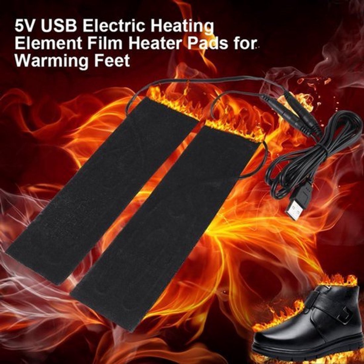 5V 1 Paar Zwarte Carbon Fiber Verwarmingsmat USB Elektrisch Verwarmingselement Voor Voetverwarming - DC