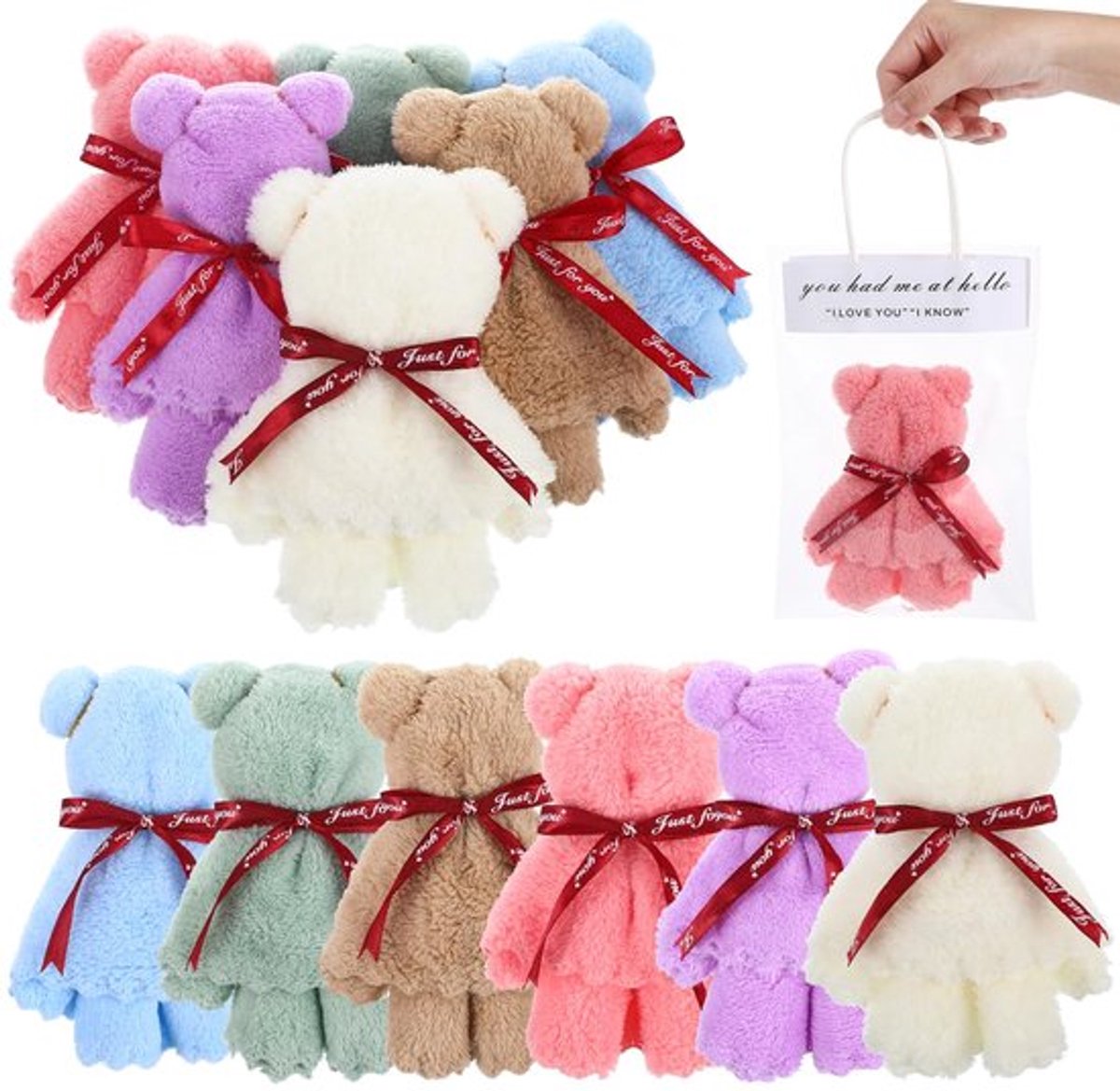 12-delige handdoeken set beer vorm zachte koraal fleece washandjes koraal fleece washandjes voor feest verjaardag bruiloft souvenir