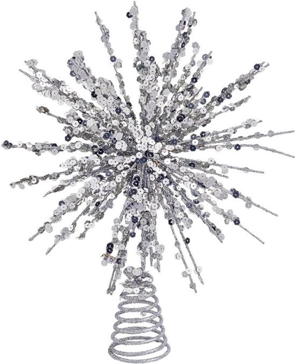 - Kerstboom Ster Topper - Kerstverlichting - Zilver - IJzeren Display - Decoraties - Vakantie Halloween Kerst - Kunst Ambachten - Geschikt voor - Zilveren Ster Model - 29 x 22,5 cm