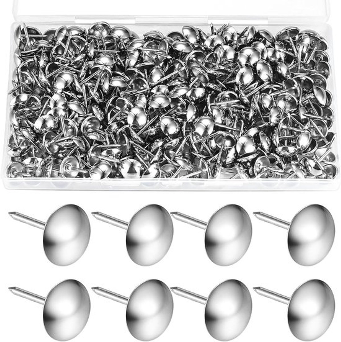 320 stuks beklede spijkers, zachte spijkers, vintage meubelnagels, voor meubels, fauteuil, bed, nagels, decoratieve nagels, 11 x 17 mm (zilver)