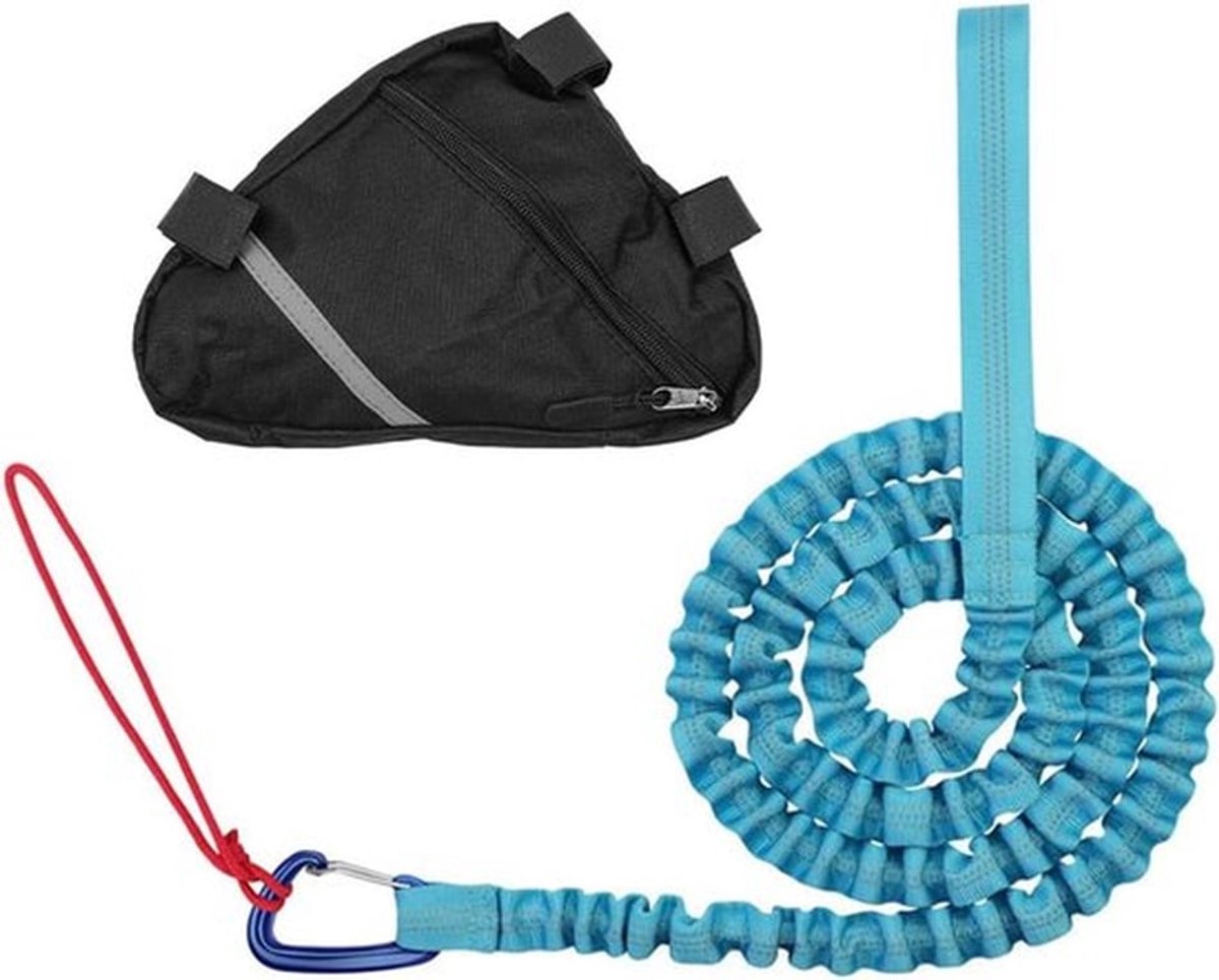 Fietssleepkabel - 4,5 meter fietssleepriem - elastisch draagvermogen 225 kg - zelfoprollend trekkoord - blauw - fietsen accessoires