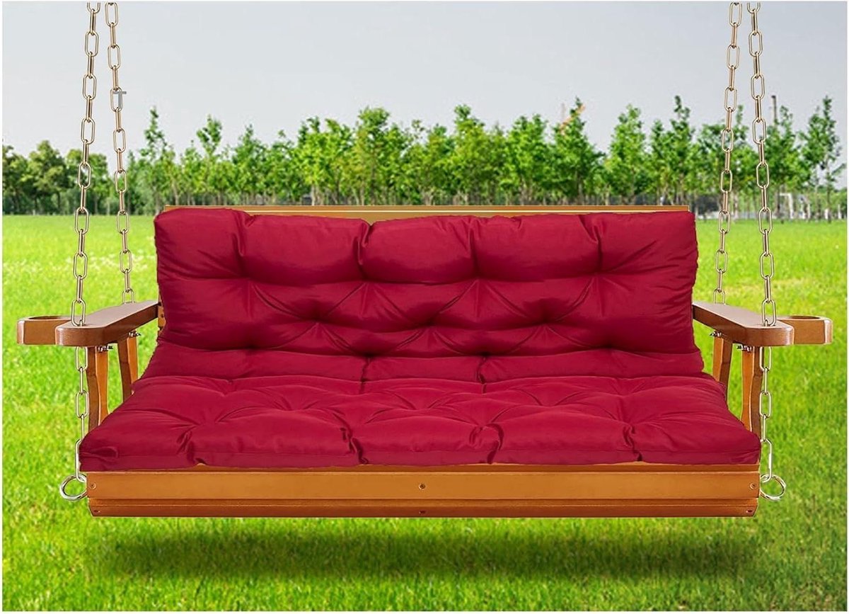 Schommelbank Kussens - Zitkussens Bank - Buiten Ontspannen - Waterdichte Vervanging - 150 x 100 cm - Wijnrood