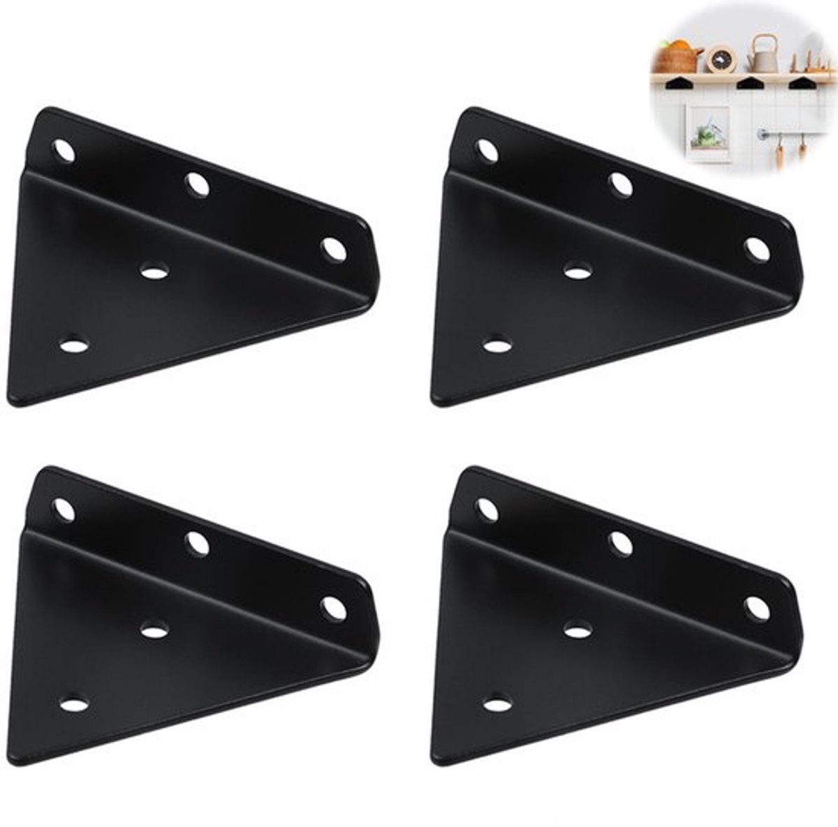 4 stuks - Trapeziumvormige hoekbeugel - Robuuste driehoekige beugelbevestiging voor schappen - Koudgewalste stalen beugel voor verbindingssteun - 85x100mm - Gebruikt voor het bevestigen van tafels, bedden en meubels.