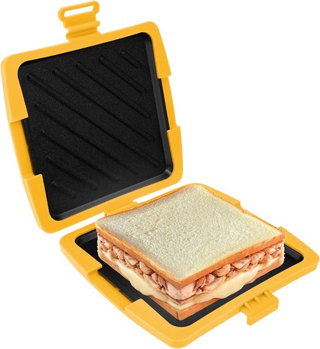 Tostiapparaat - Sandwiechmaker - Tosti broodrooster - Magnetronbestendige siliconen sandwichmaker - Draadloze sandwichmaker - Antiaanbaklaag - Voor kantoor, studentenkamer en magnetron - Oranje