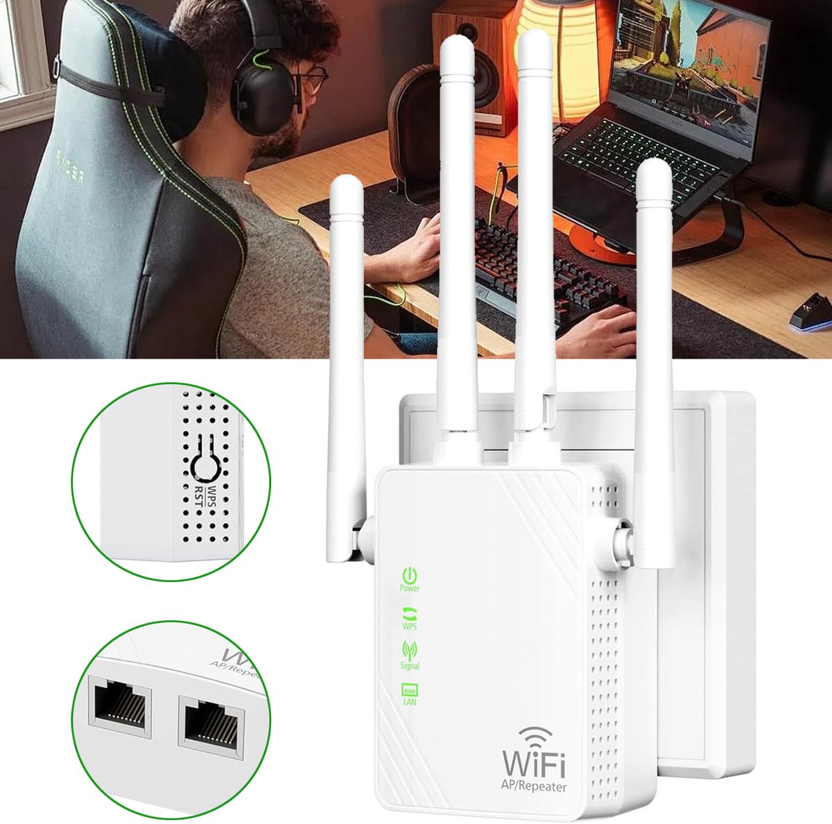 Wifi-Versterker/Signaalversterker - 300Mbps WiFi-Bereikverlenger - Draadloze Internetrepeater - Wifi-Repeater Met Ethernet-Poort
