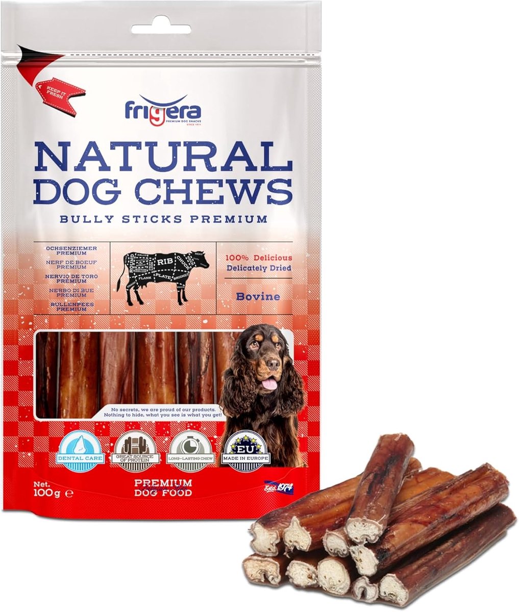 SnelShoppen - Premium Beef Bullentendon 12cm 100g - Natuurlijke Hondensnacks, Hoog Eiwit, Gluten- en Graanvrij, Langdurig Kauwen voor Tandverzorging