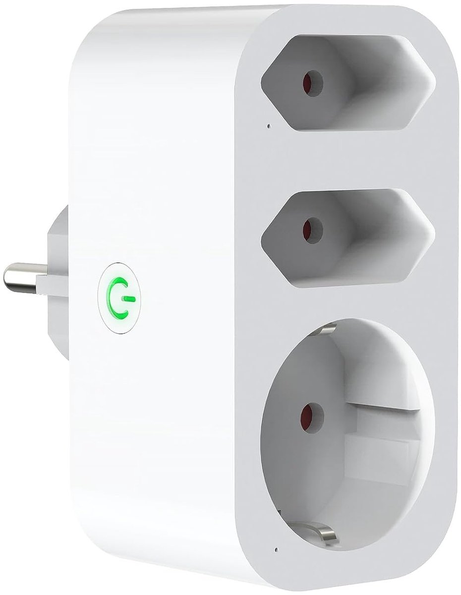 SnelShoppen - Intelligente Wifi Dubbele Stekker met USB, 16 A, 3680 W, 2x Type C, 1x Type F, Afstandsbediening, Spraakbediening, Tijdschakelaar, Energ