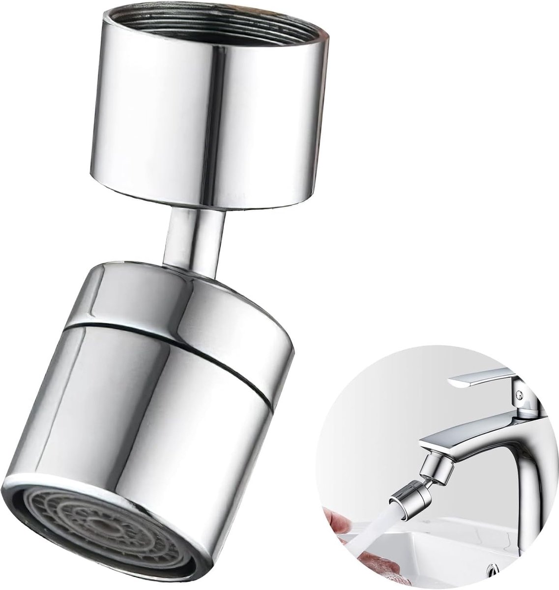 SnelShoppen - 360° Draaiende Kraanaccessoire - Waterbesparende Sprinkler voor M22 Mannetje of M24 Vrouwtje - Geschikt voor Keuken en Tuin