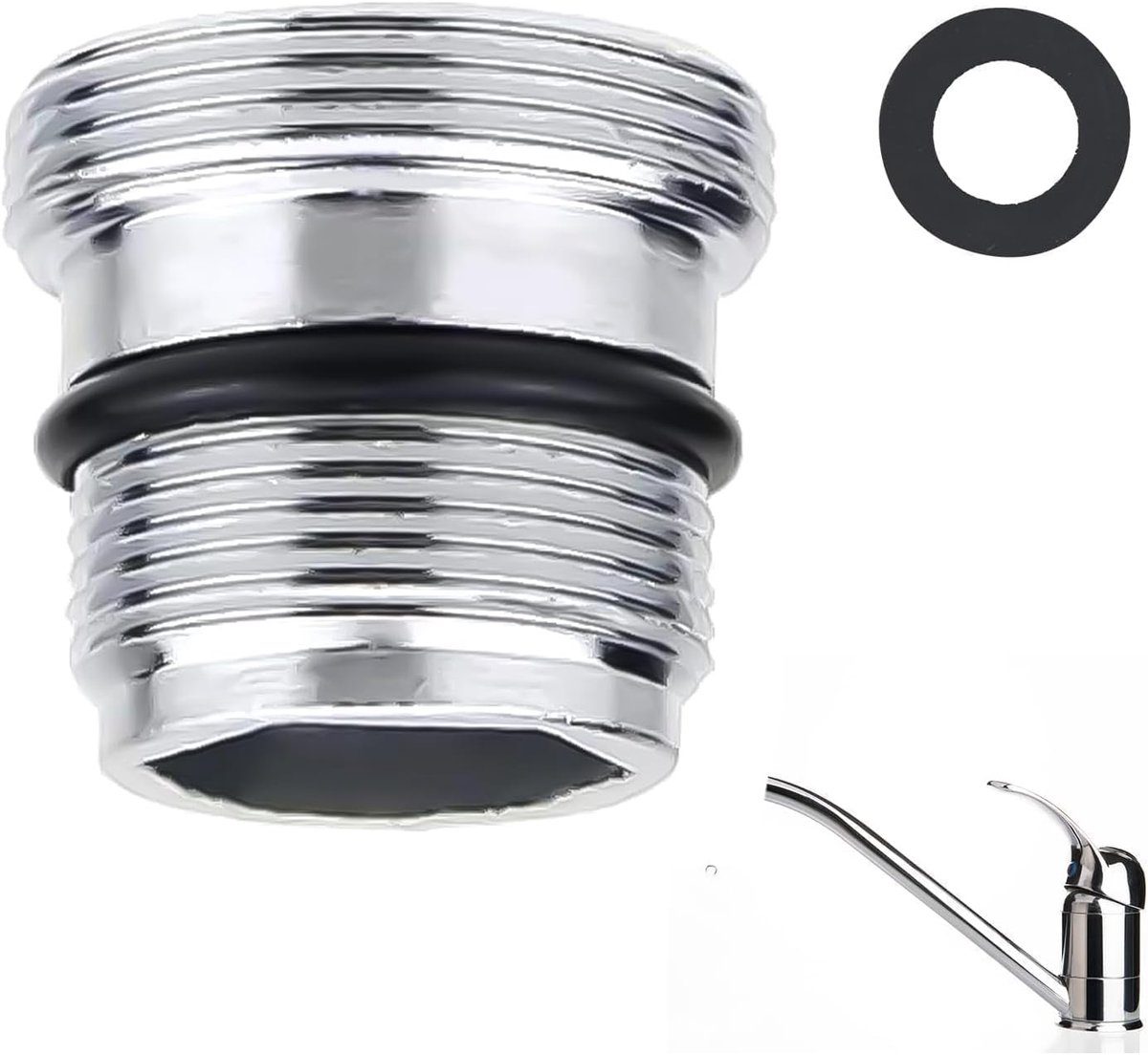 SnelShoppen - M18.5 - M22 Kraanadapter voor Kranen, Hoogwaardige Metaal Connector voor Filters en Osmose Installaties, Geschikt voor IKEA en Grohe Men