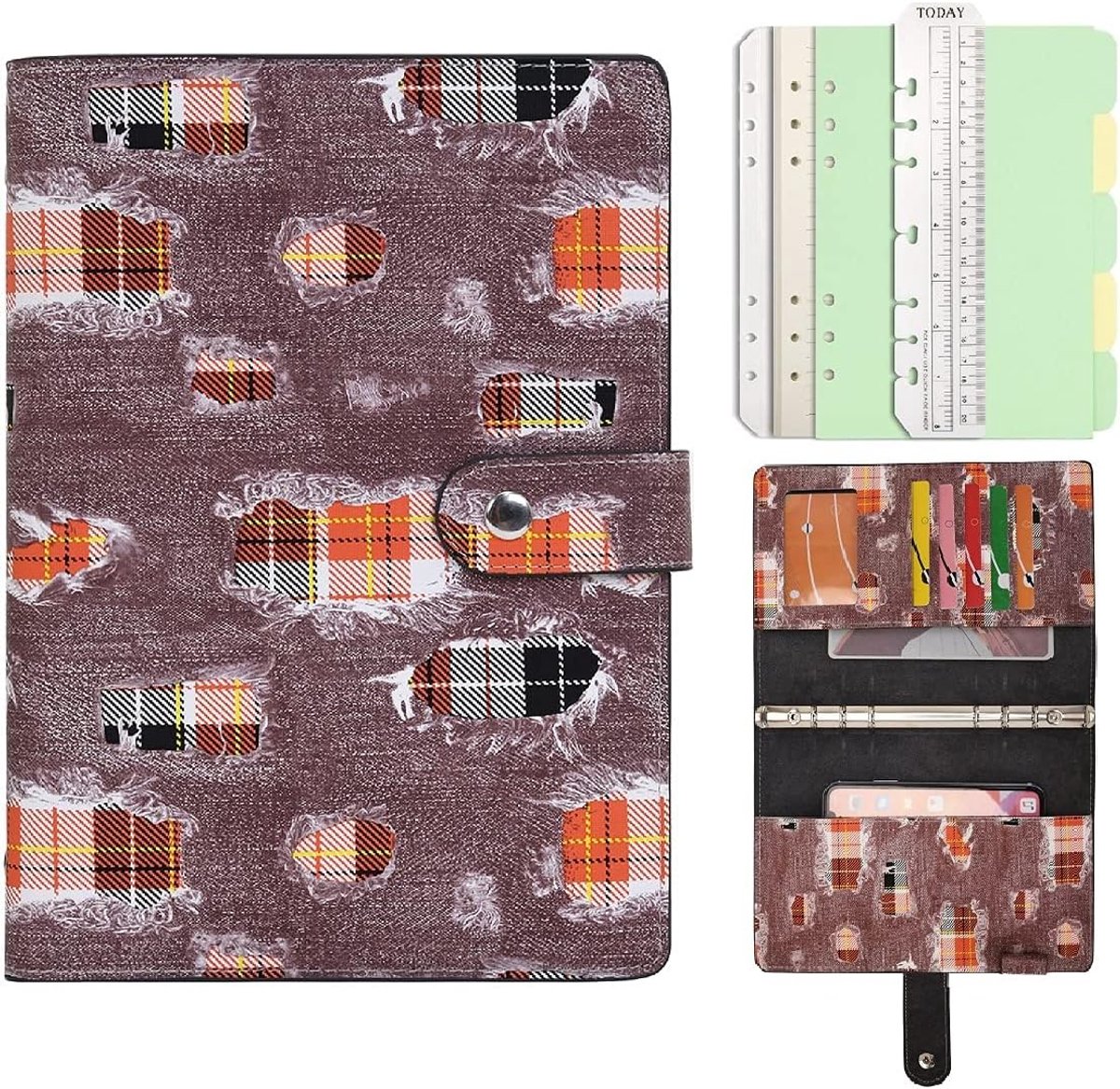 SnelShoppen - Spiral Leather Journal A5 Notitieboek - 6 Ring Binder Met Herbruikbaar Gelijnd Papier - Denim Kleur - Ideaal Voor Schoolwerk, Reizen En