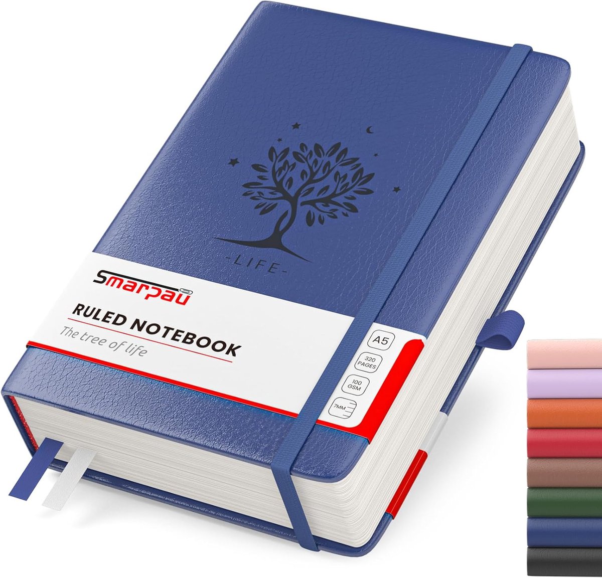 SnelShoppen - A5 Notitieboek Hardcover Leer Notepad met 320 Pagina's, 100gsm Dikte Papier voor Schrijven, Geschikt voor Kantoor, School, Reizen, Blauw