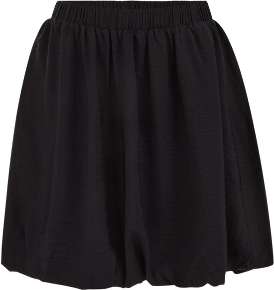 Zwarte ballonrok met elastische tailleband, op witte achtergrond.