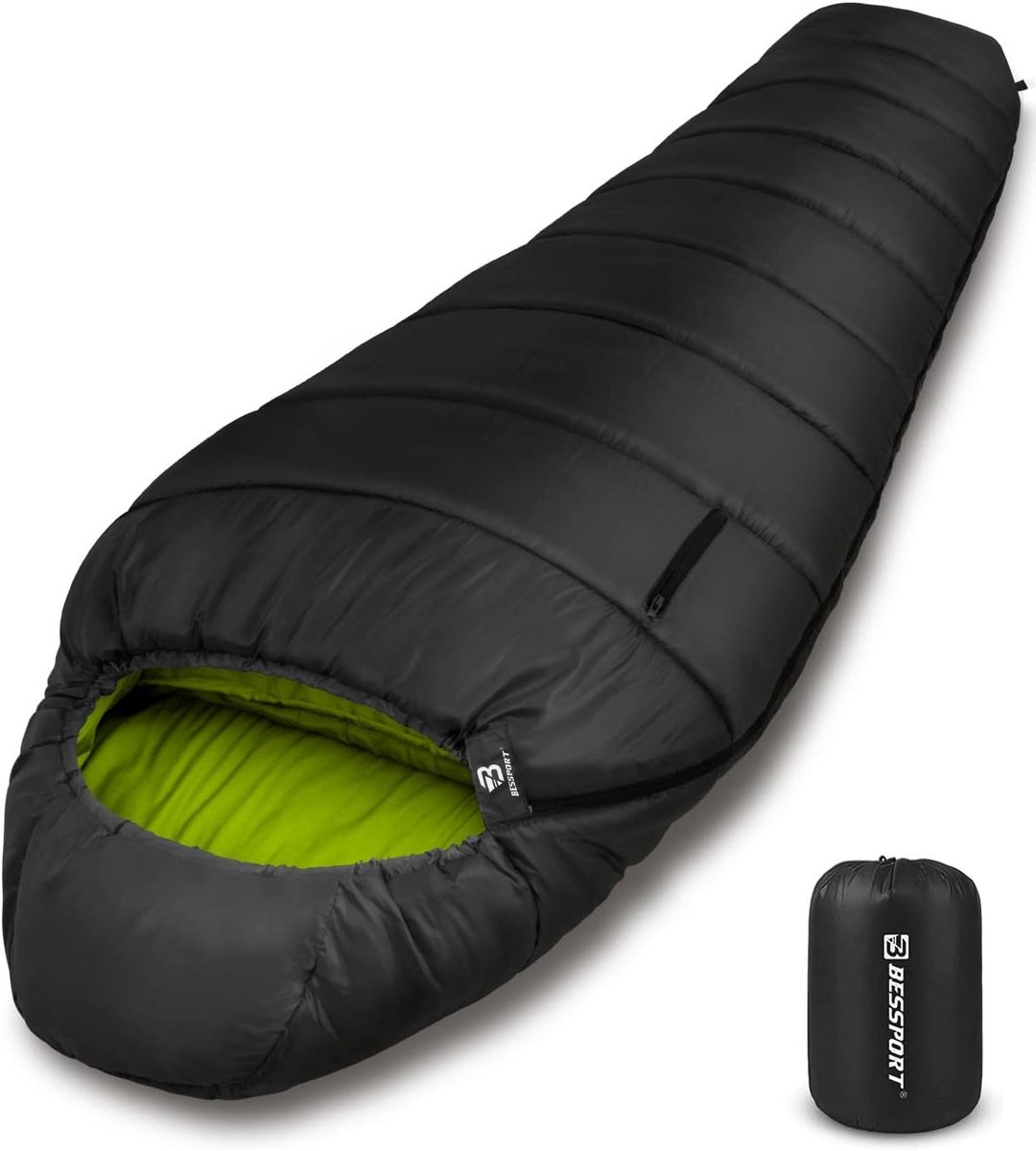 SnelShoppen - Lichtgewicht Slaapzak voor Volwassenen - 3 Seizoenen - Warm en Wasbaar - Ideaal voor Hiking, Camping en Outdoor Activiteiten - Zwart