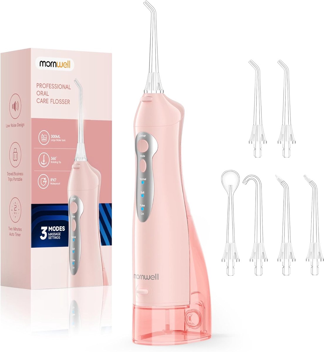 SnelShoppen - Draadloze Mondspoeler - Professionele Water Flosser - USB Oplaadbare Tandflosser - IPX7 Waterproof - 3 Modi - 4 Jetpunten - 300ml Tank -