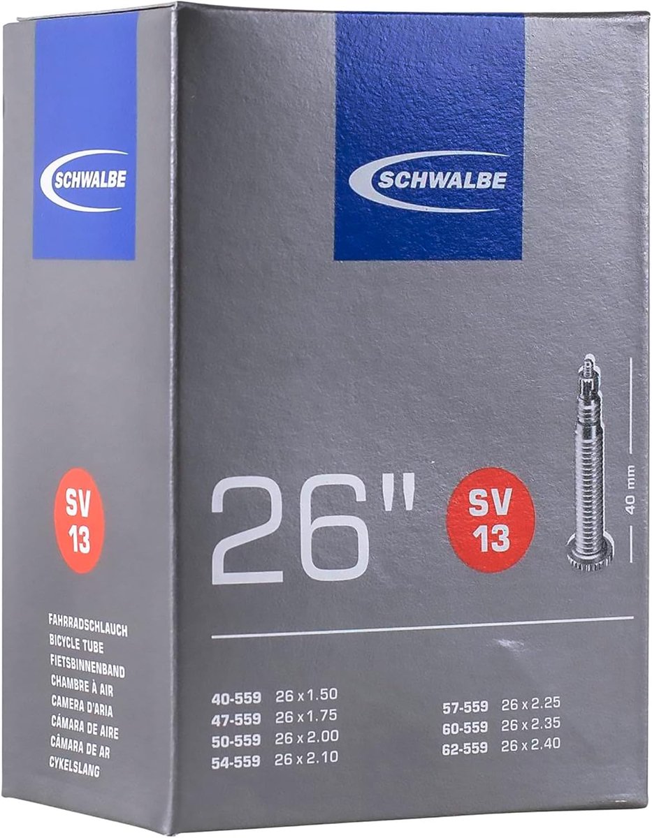 SnelShoppen - Fietsband Binnenband 40/62-559 SV13 40mm Sclaver Valve Zwart - Hoogwaardige Fietsaccessoires voor 26 inch Fietsen