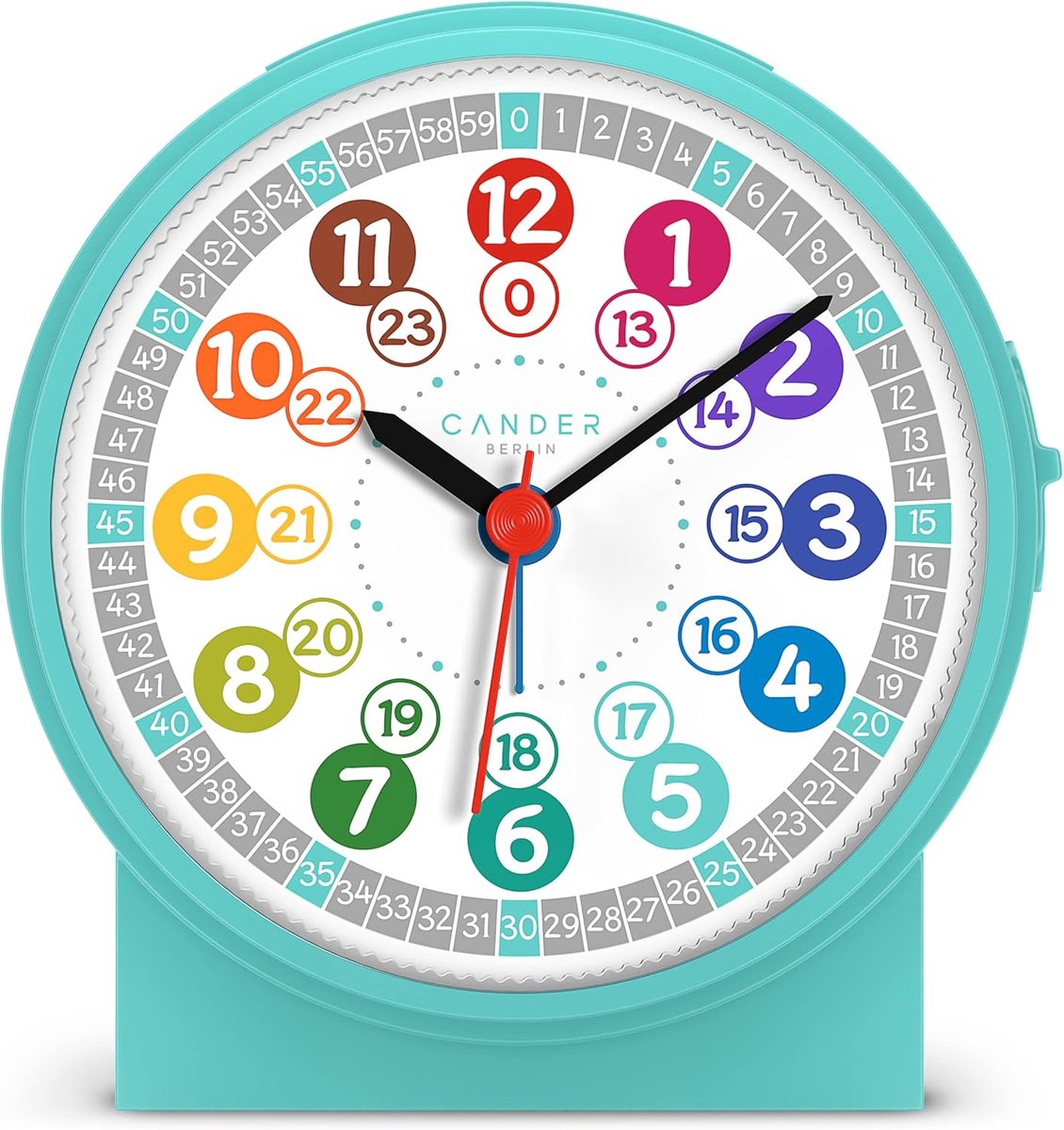 SnelShoppen - Kinderwekker Turquoise 11 cm - Stille Tafelklok met Snooze Functie en Verlichting - Ideaal voor Jongens en Meisjes, Voor Speel- en Kinde