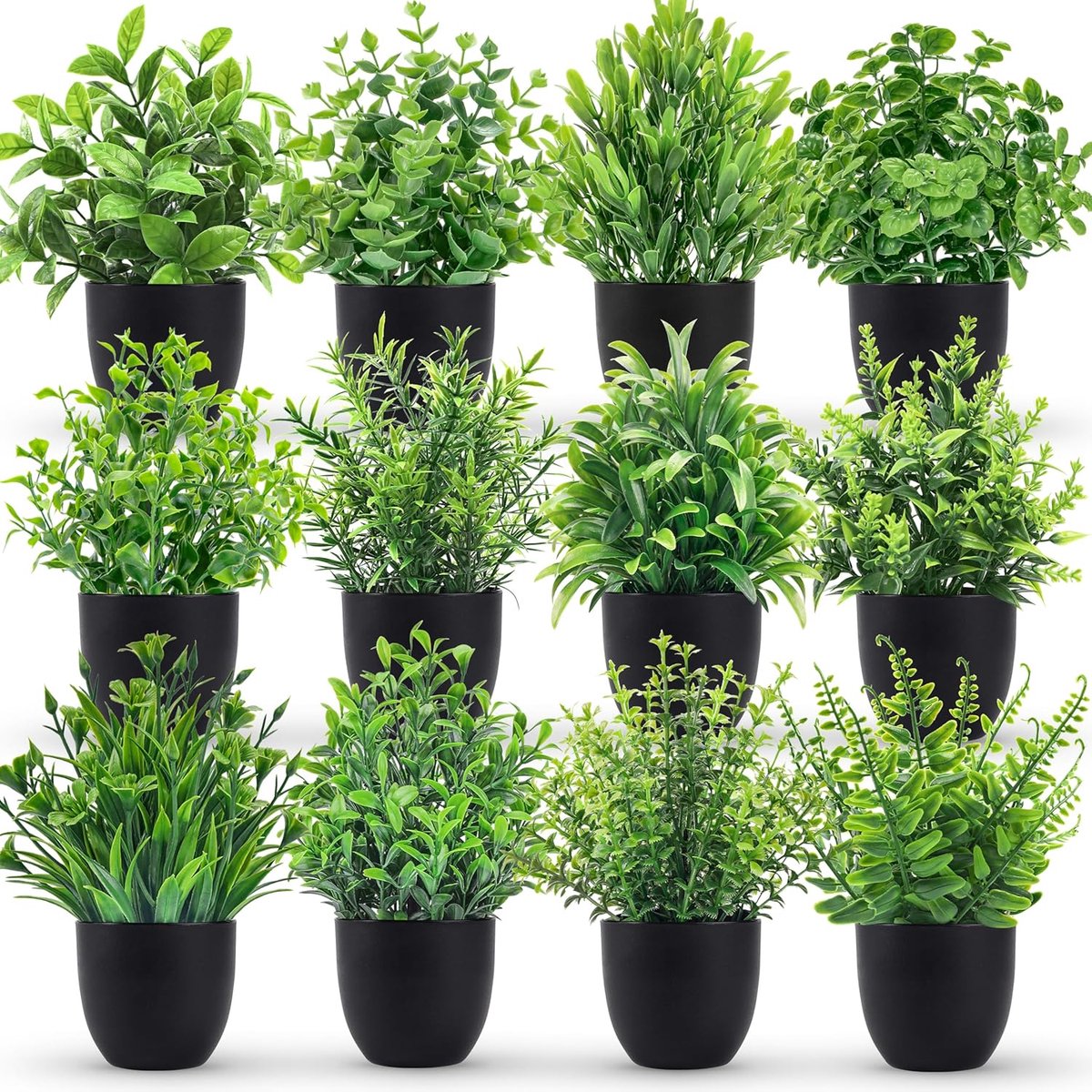 SnelShoppen - 12 Stuks Nepplanten Set - Kleine Kunstplanten voor Binnen - Kunstplanten voor Huis, Kantoor, Badkamer en Bureau - Weerbestendig, Milieuv