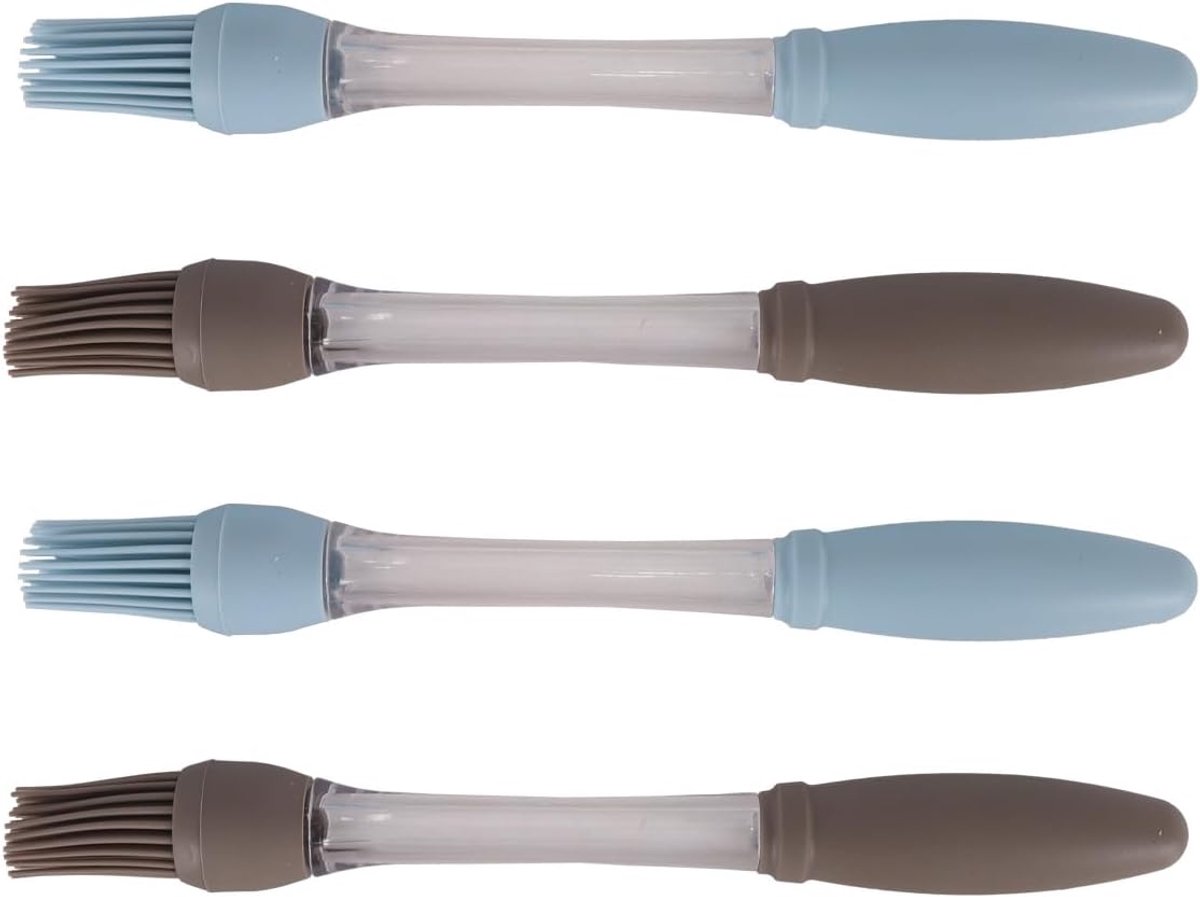 SnelShoppen - Set van 4 Siliconen Bakborstels, Bakframe, Grillborstel met Oliebewaarbuis, Duik- en Olieborstels voor Keuken, BBQ en Bakken