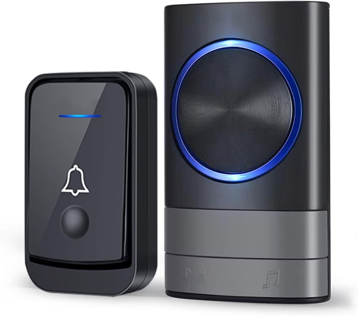 SnelShoppen - Draadloze Deurbel - Waterdicht en Stofdicht - 52 Melodieuze Ringtones - 4 Volume Niveaus - Flitsende LED - 400m Bereik - Zwart