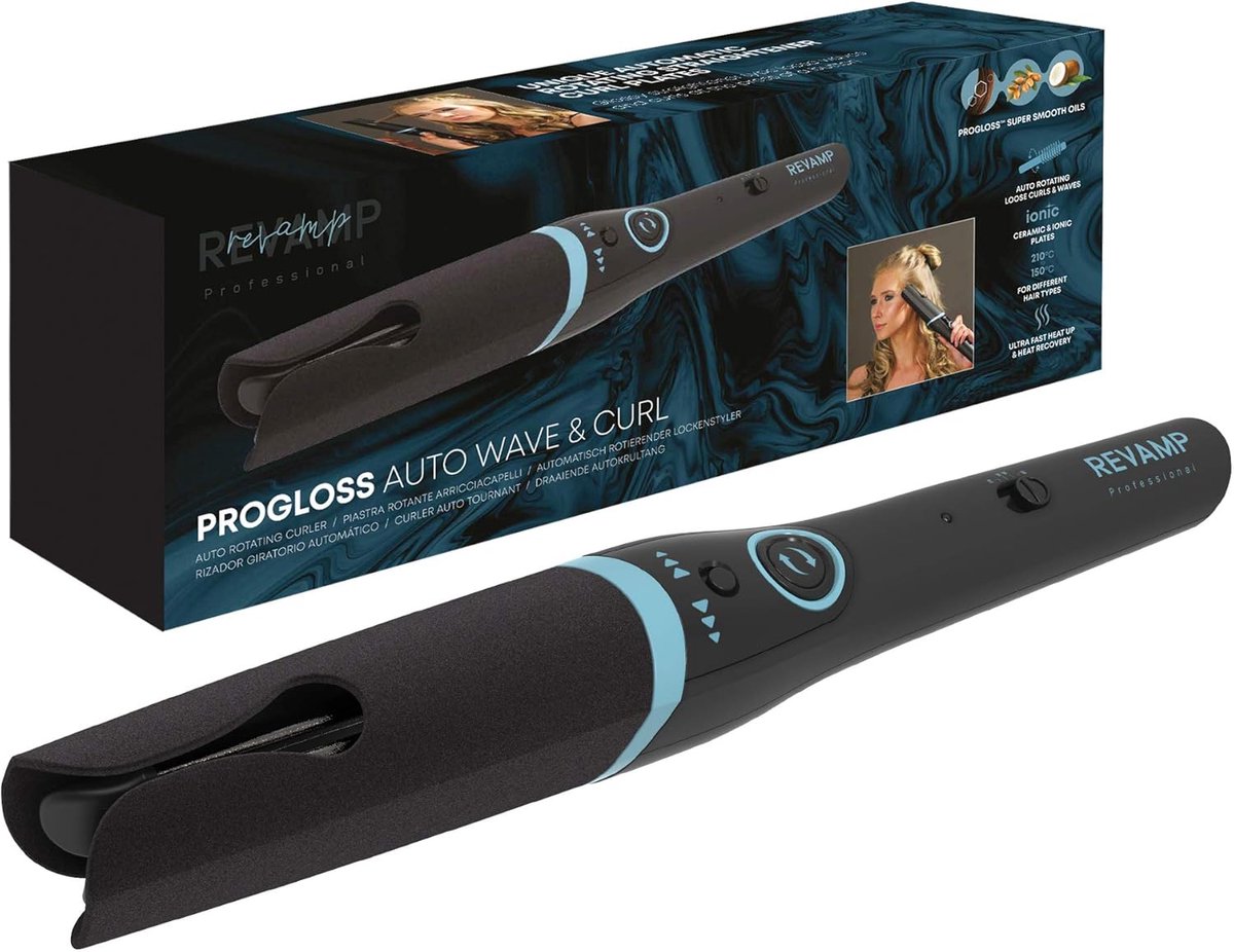 SnelShoppen - Automatische Krultang voor Grote en Kleine Krullen - Unieke Rotating Curling Bar met Geluidssignaal - Progloss Olie Geïnjecteerd - Zwart