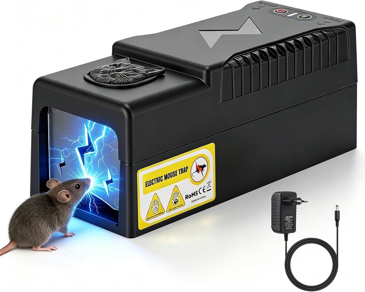 SnelShoppen - Elektrische Muizenval - Hoge Spanning, Herbruikbaar, Doodt Onmiddellijk Kleine Muizen - Gemakkelijk te Reinigen voor Binnen, Keuken, Gar