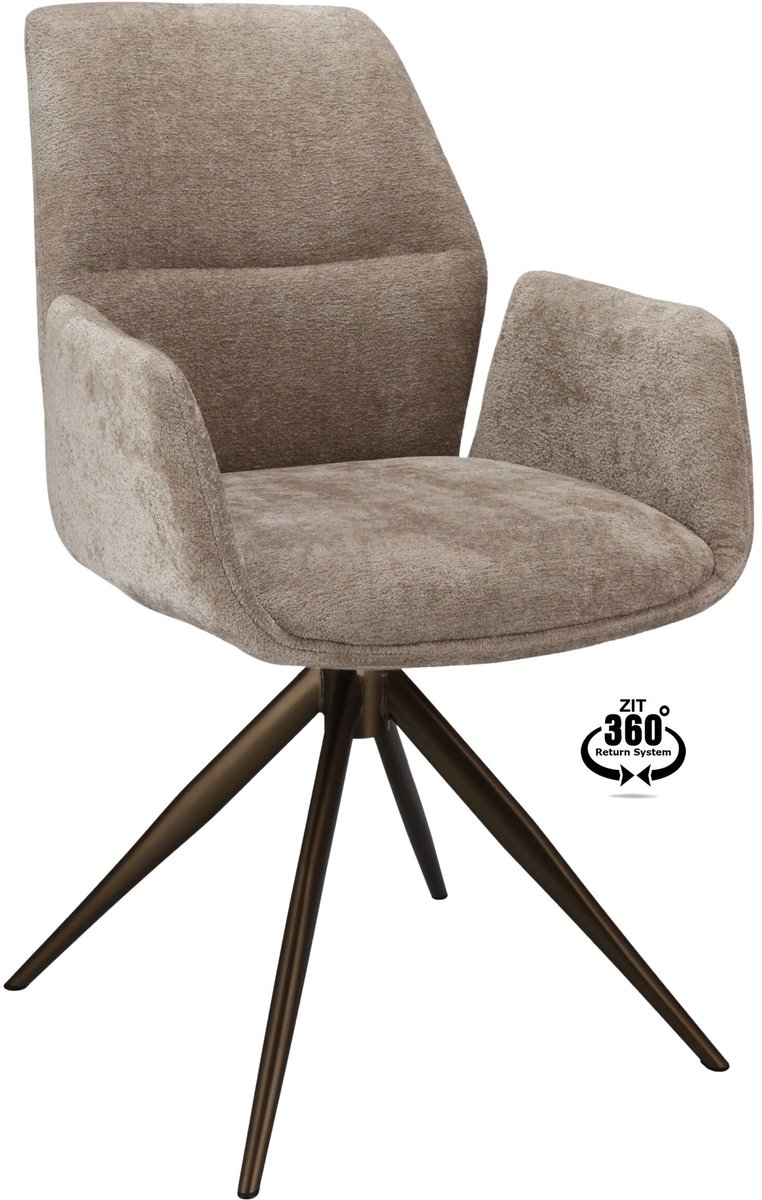 Icon Living - Armstoel Waylon Stof Stella Liver Leg Bronze 360° Return-system