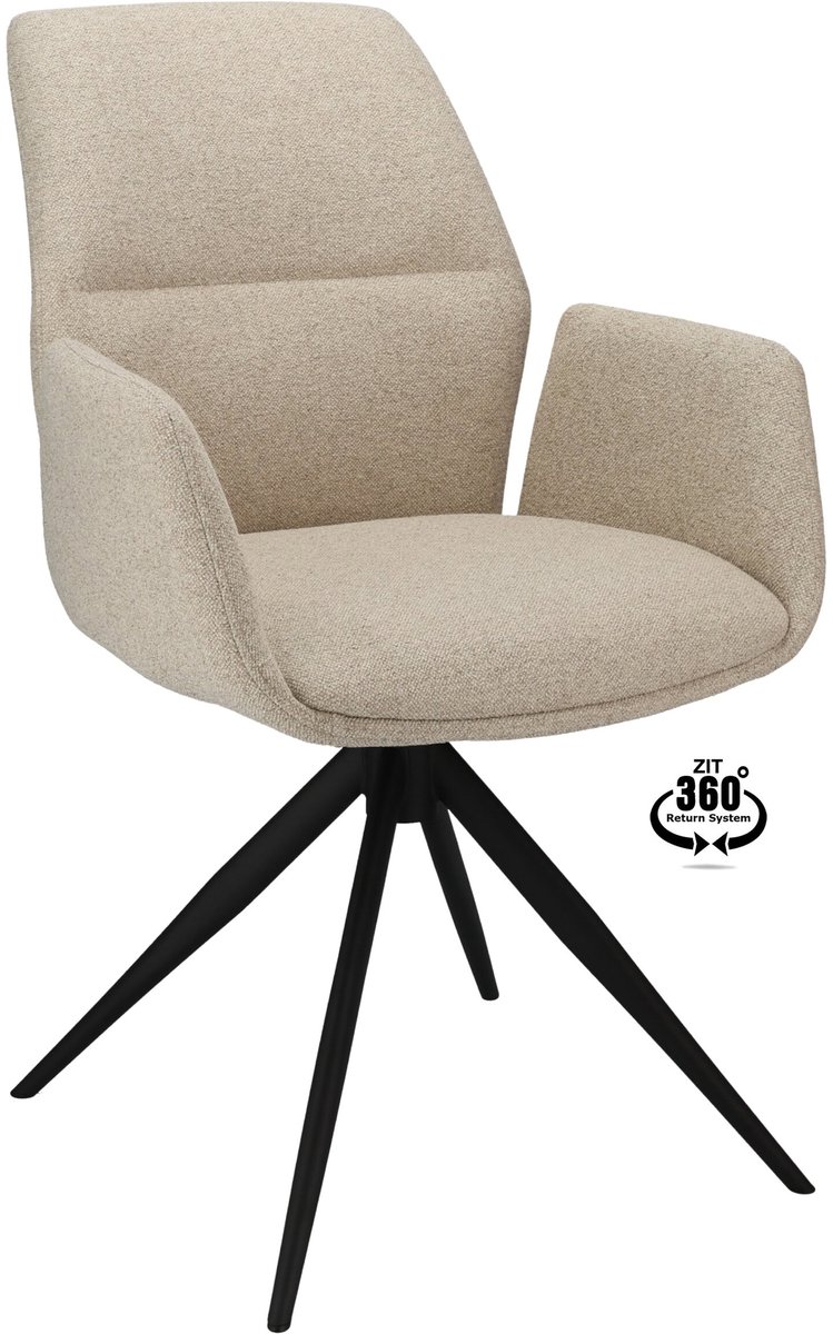 Icon Living - Armstoel Waylon Stof Glory Beige Leg Black 360° Return-system