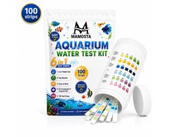 Mamosta® Aquarium Water Teststrips - 100 Stuks - Test Strips Zwembad - pH, GH, KH, Nitriet, Nitraat & Chloor - Waterkwaliteitstest
