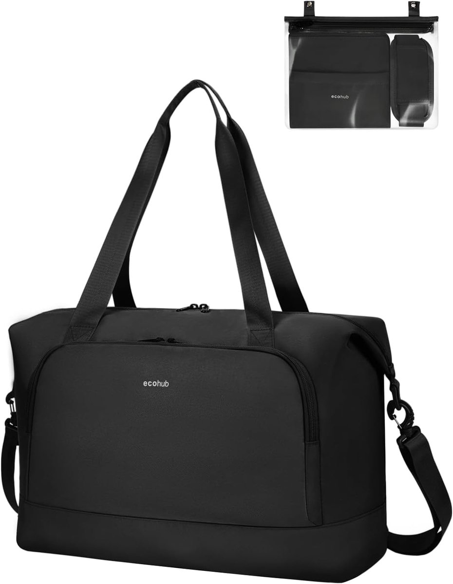 SnelShoppen - ECOHUB Reisbagage Handbagage 45x36x20cm, Vouwbare Weekendtas met Verwijderbare Nat Zak, Waterdichte Cabin Bag, Gerecycled PET Sporttas v
