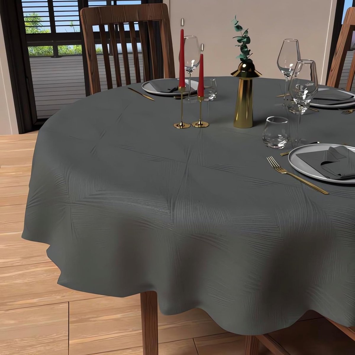 SnelShoppen - Luxe Tafelkleed Rond 180 cm Groen - Vlekbestendig Jacquard - Feest, Kerst, Tuin, Keuken - Perfect voor Elke Gelegenheid