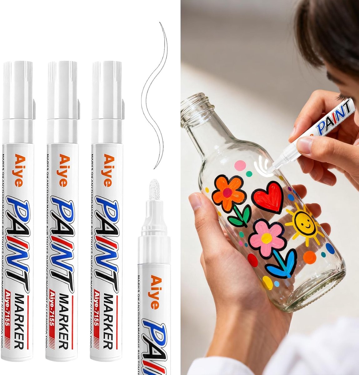 SnelShoppen - 4 Stuks Permanente Marker Set - Waterdichte Verf Markers - 2mm Ronde Punt - Acryl Verf Pennen voor Steen, Glas, Keramiek, Hout, Metaal -