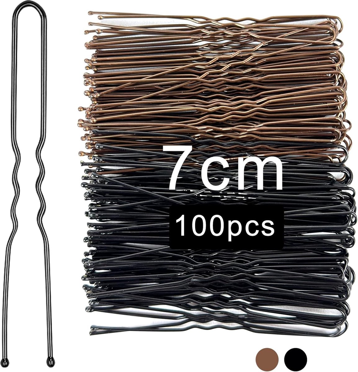 SnelShoppen - Haarspelden zwart bruin 100 stuks U-vormige bobby pinnen metalen haarklemmen 7 cm voor dames meisjes haarstyling accessoires voor bruilo