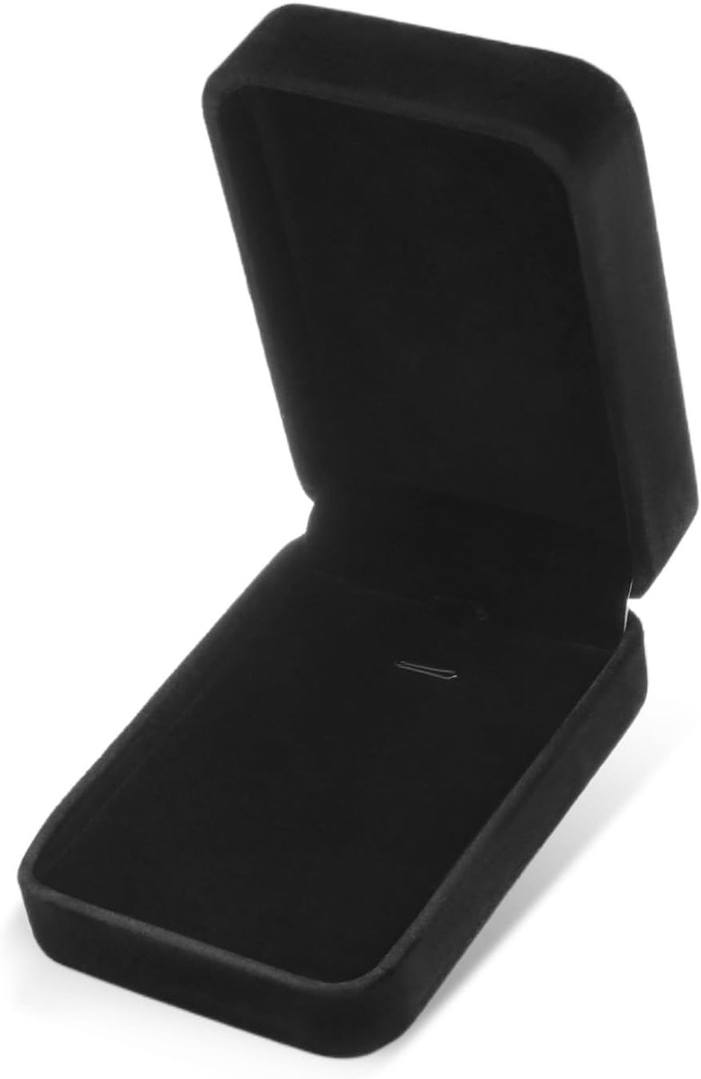 SnelShoppen - Sieradengeschenkdoos Fluwelen Sieradenkistje Klein 10 x 7 x 3,5 cm Zwart voor Sieradenopslag Verloving Halsketting Feestelijke Gelegenhe