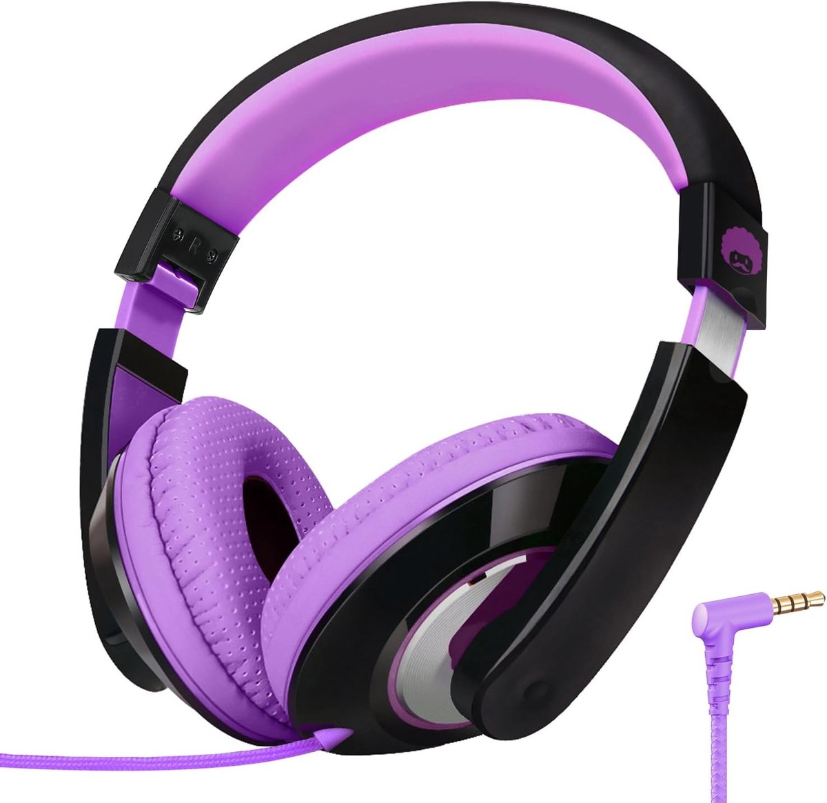 Thijox - Over Ear Stereo Koptelefoon Zwart & Paars - Comfortabele Hoofdtelefoon met Ultra Eco Lederen Oorkussens en Eersteklas Geluidskwaliteit voor F
