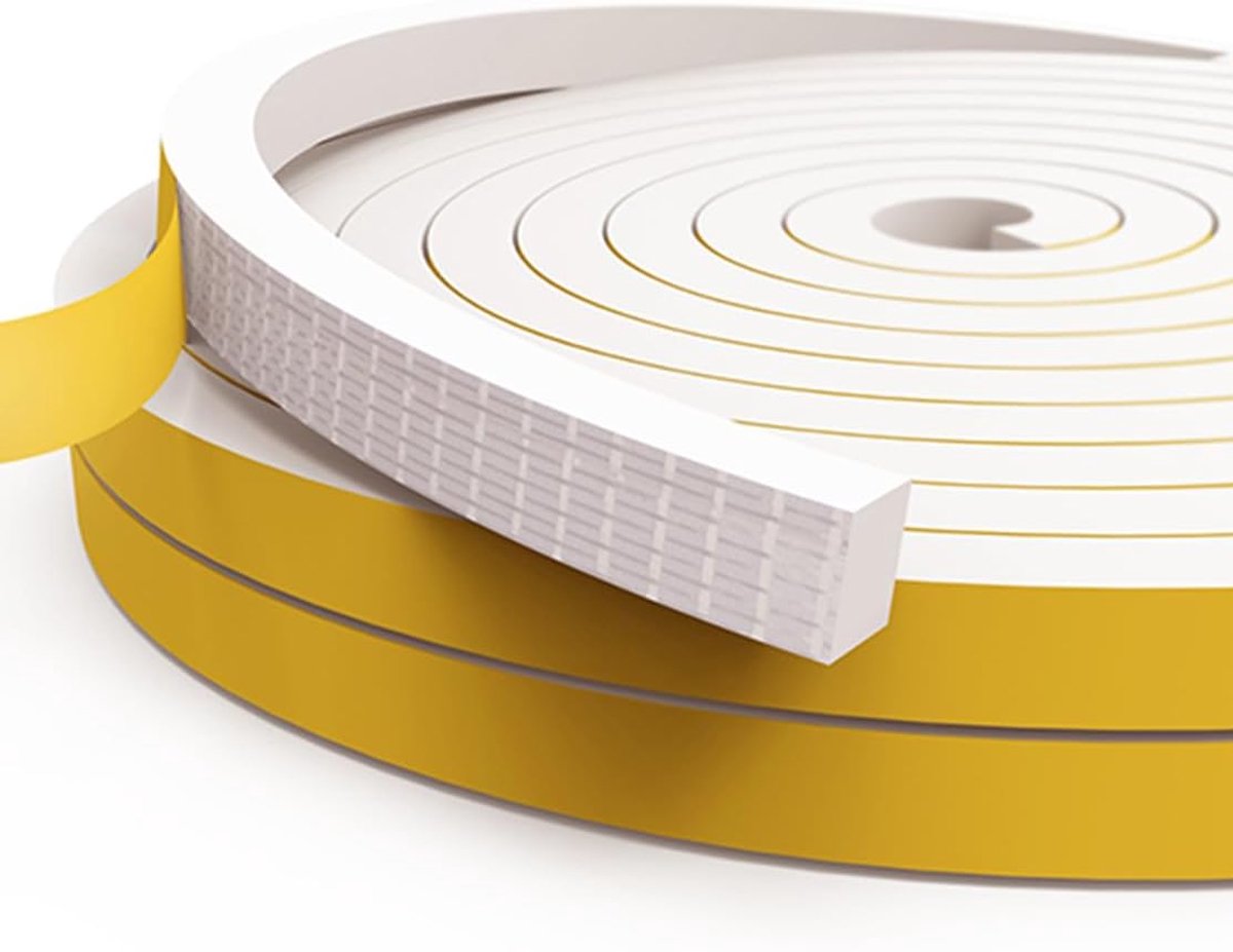 SnelShoppen - Tochtstrip voor Deuren en Ramen - Geluidsisolatie Waterdicht Winddicht - Zelfklevende Schuimtochtstrip 12 mm x 10 mm x 4 m - Afdichtings