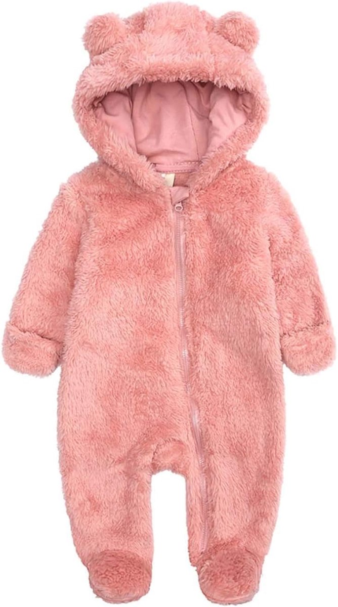 SnelShoppen - Kinderen Winter Fleece Hooded Suit Jongens Meisjes Snowsuit Dikke Overall Kleding Romper Set Warm Buitenkleding 0-12 Maanden