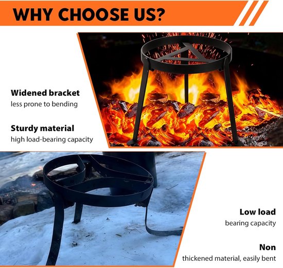 SnelShoppen - Camp Fire Grill Grate, Vouwbare Camping Grill, Hittebestendige Tripod BBQ Frame met Opbergtas voor Camping, Outdoor Feesten en Hiking van Snelshoppen — afbeelding 4
