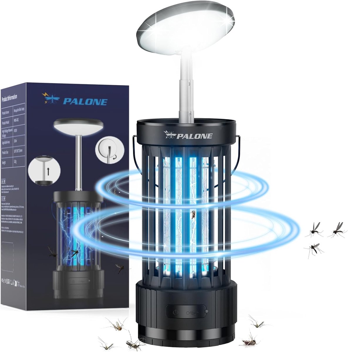 SnelShoppen - Hoogwaardige Insectenlamp - Verstelbare Mosquitolamp USB-C 4000 mAh UV + LED - Ideaal voor Buiten, Tuin, Keuken, Balkon, Camping - Stil