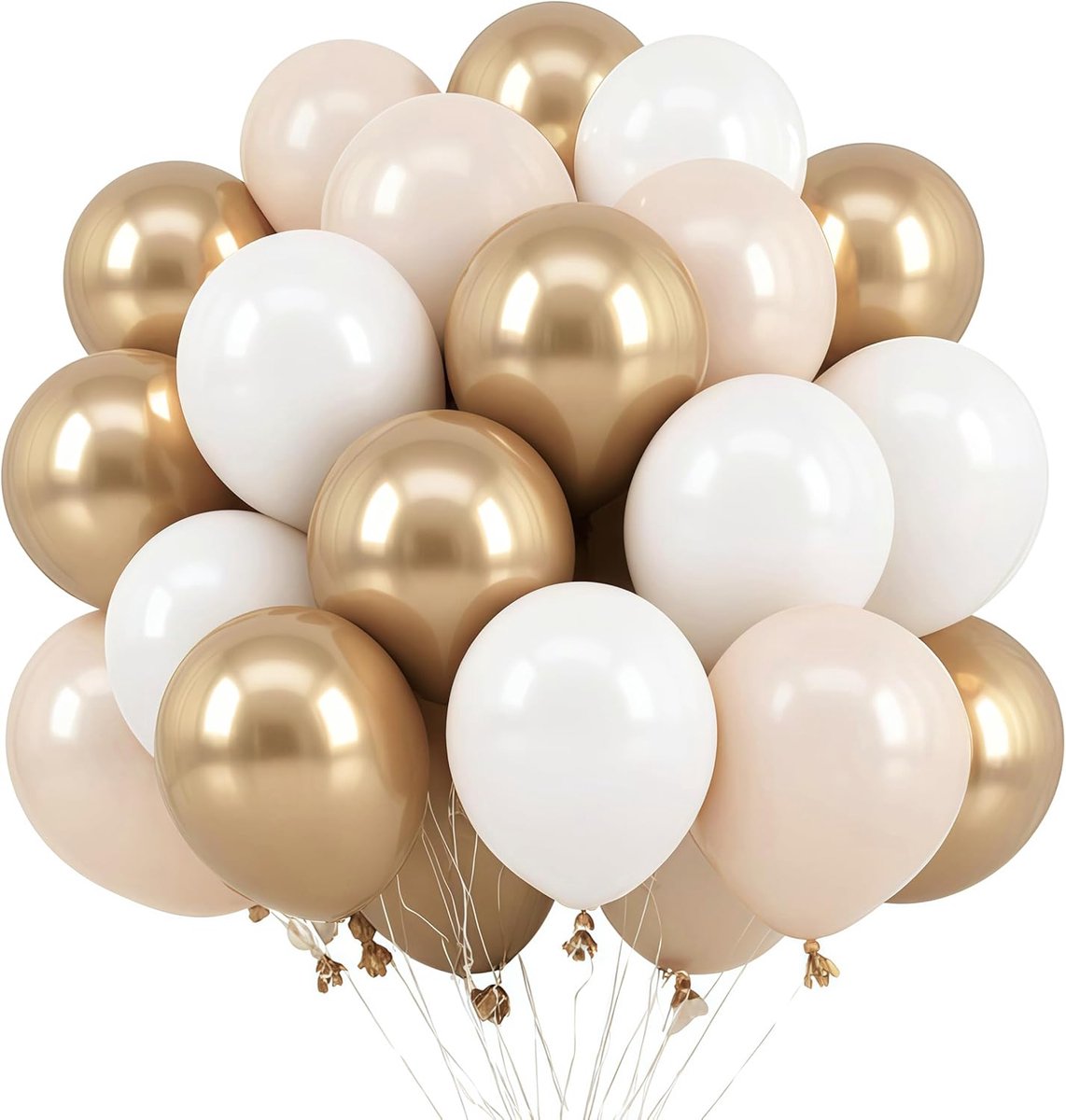 SnelShoppen - 60 Stuks Ballonnen Beige Goud Metallic Wit Helium Ballonnen voor Boho Verjaardag Bruiloft Vrouwen Afstuderen - Creëer de Perfecte Feestd