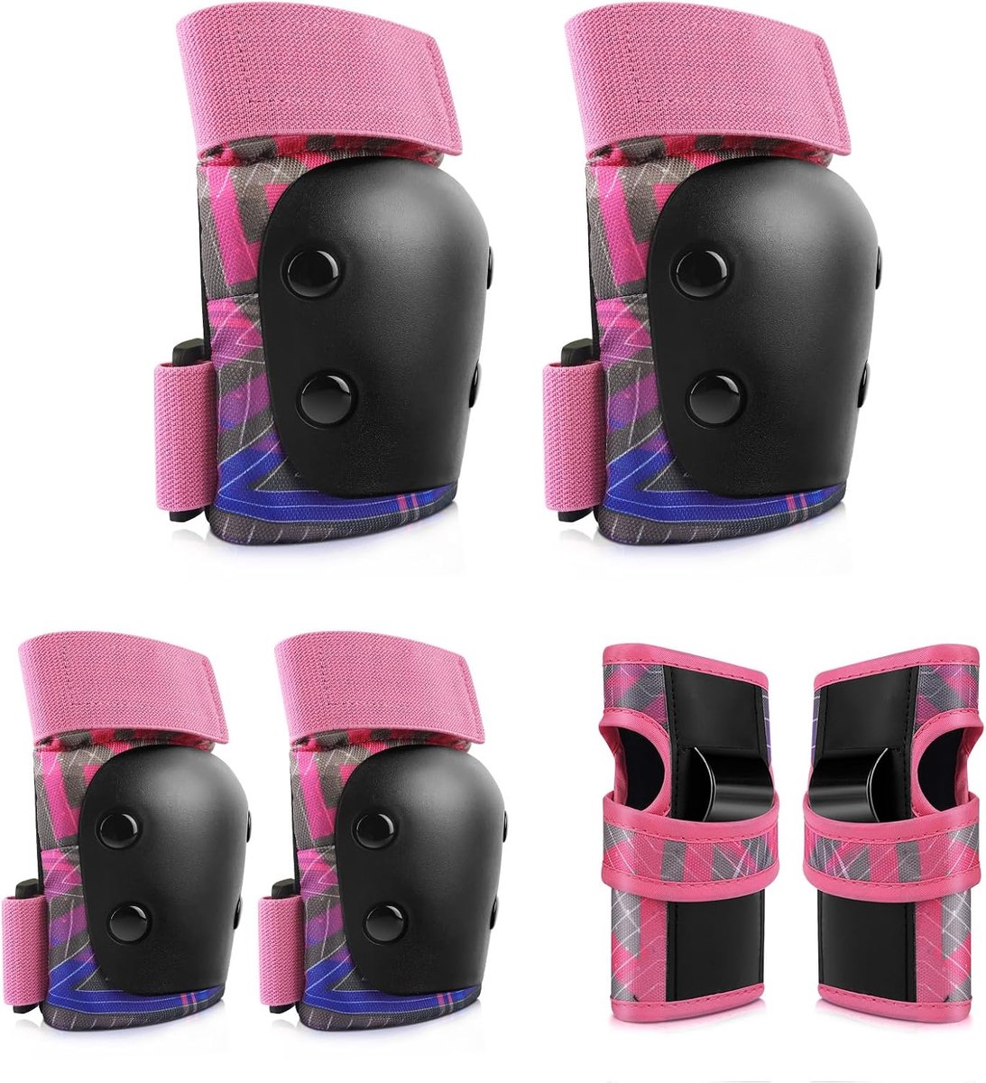 SnelShoppen - Knie- en Elleboogbeschermers voor Kinderen 3-5/5-8 Jaar, Beschermende Set voor Roller Skaten, Fietsen, Skateboarden, Inline Skates, Scoo
