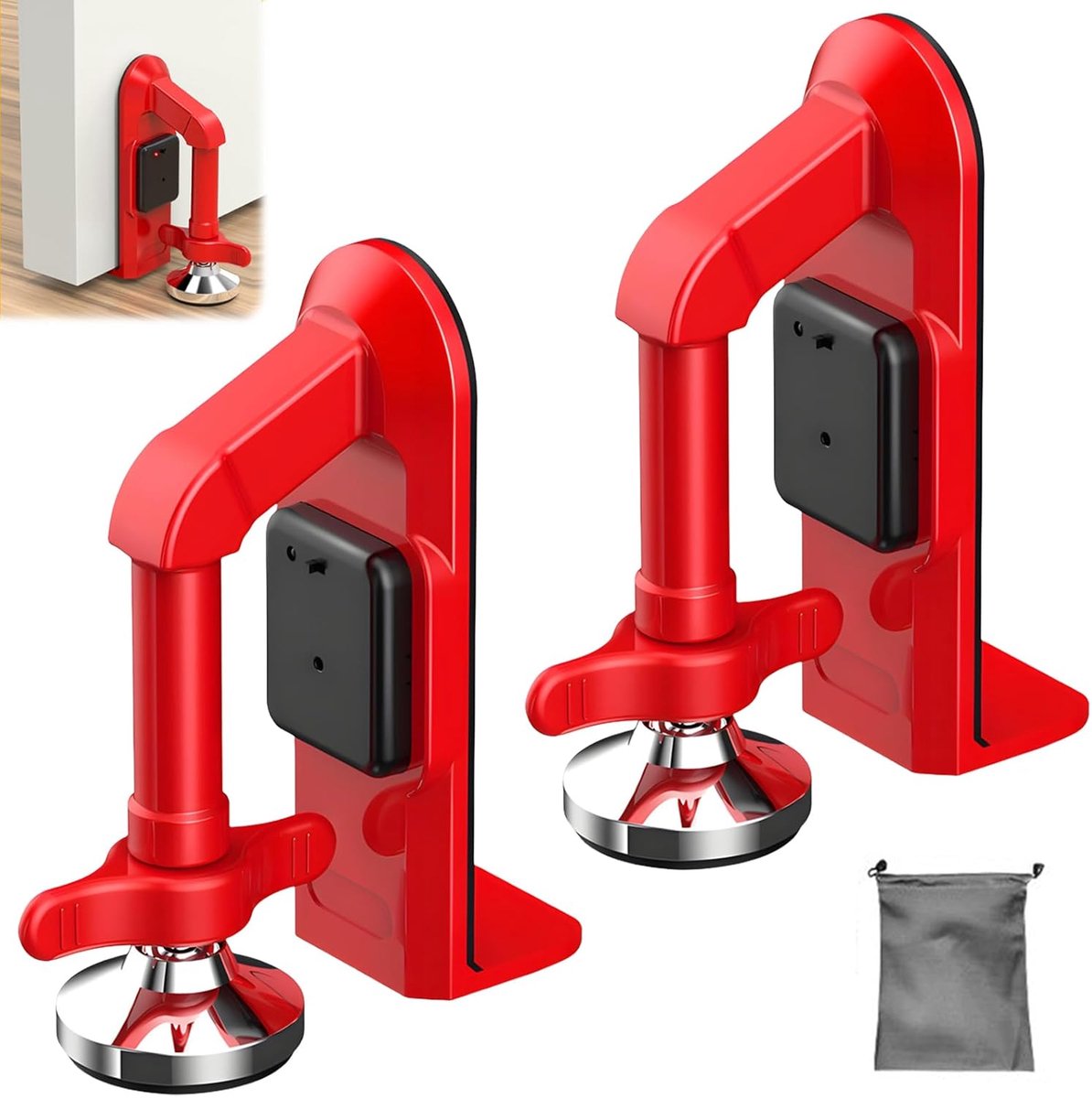 SnelShoppen - 2Pcs Draagbare Alarm Deurstoppers, 80dB Reis Anti-Diefstal Beveiligingsalarm Voor Deuren, Instelbare Deurafsluiter Voor Thuis, Kantoor,