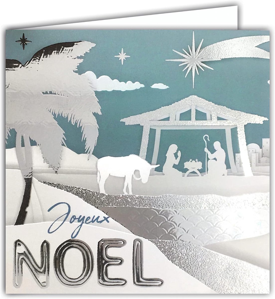 SnelShoppen - Kerstkaart vierkant met witte envelop - Duurzaam papier - Made in France - Feestelijke kaart voor kerst- en feestdagen - Perfect voor pe
