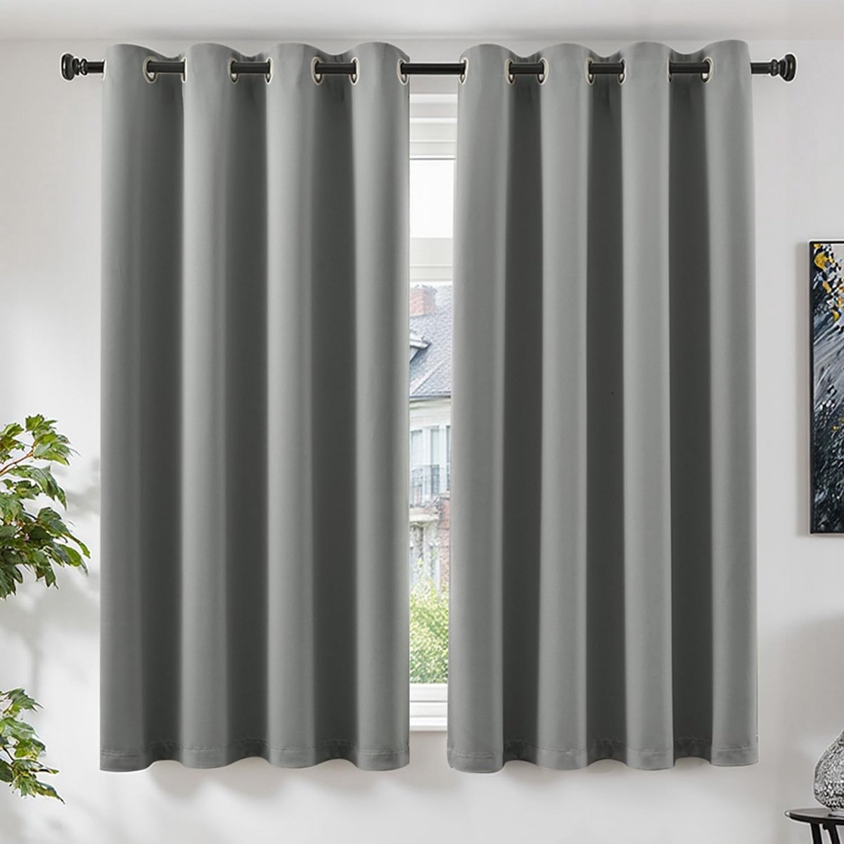 SnelShoppen - Opaque Blackout Gordijnen met Oogjes, Set van 2, 175 x 140 cm, Zachte Polyester Verduisteringsgordijnen voor Woonkamer en Slaapkamer