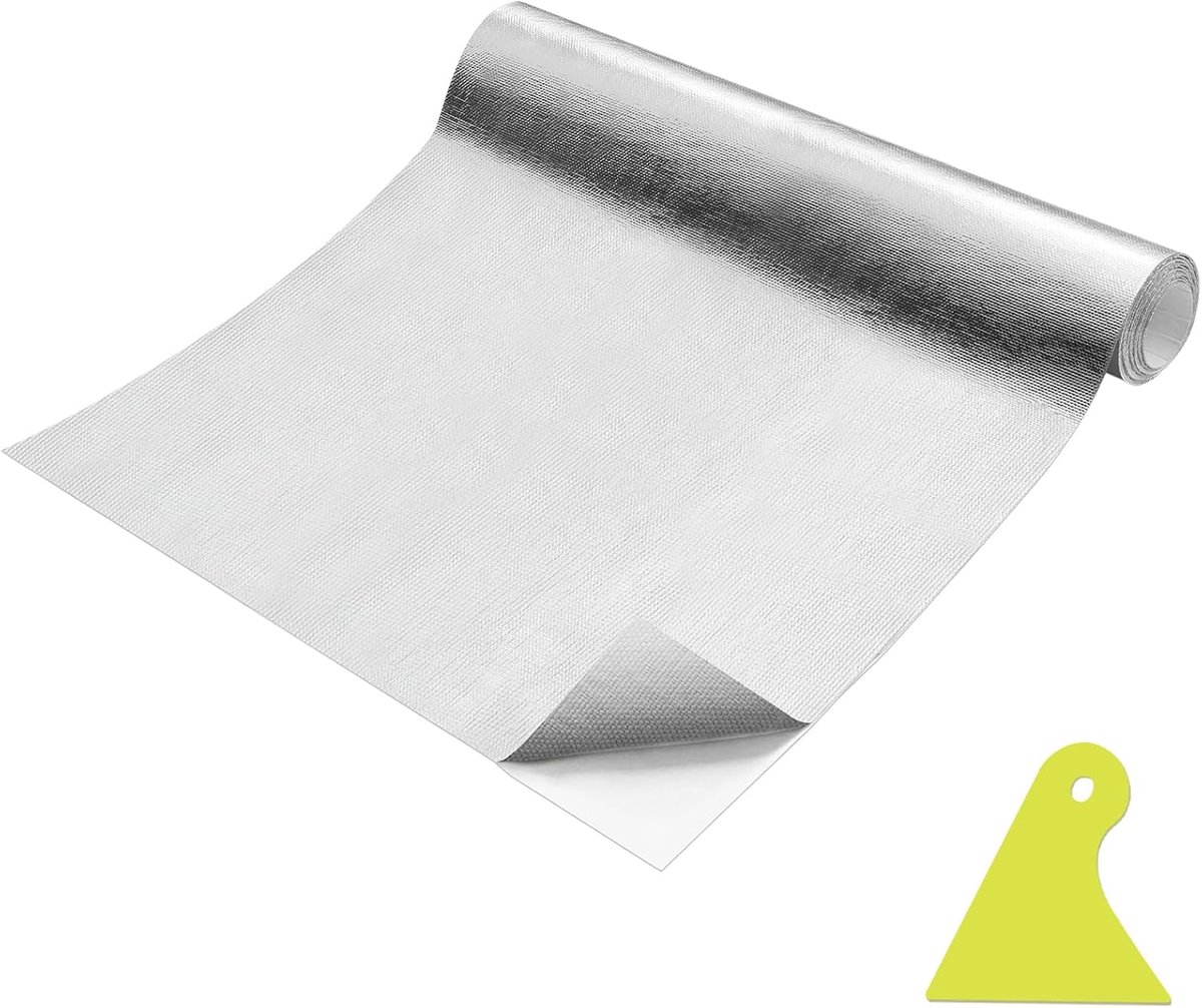 SnelShoppen - 60 x 200 cm Aluminized Heat Protection Film - Zelfklevende Glasvezel Isolatie - Hoge Temperatuur Bescherming - Isolatiefilm voor Daken,