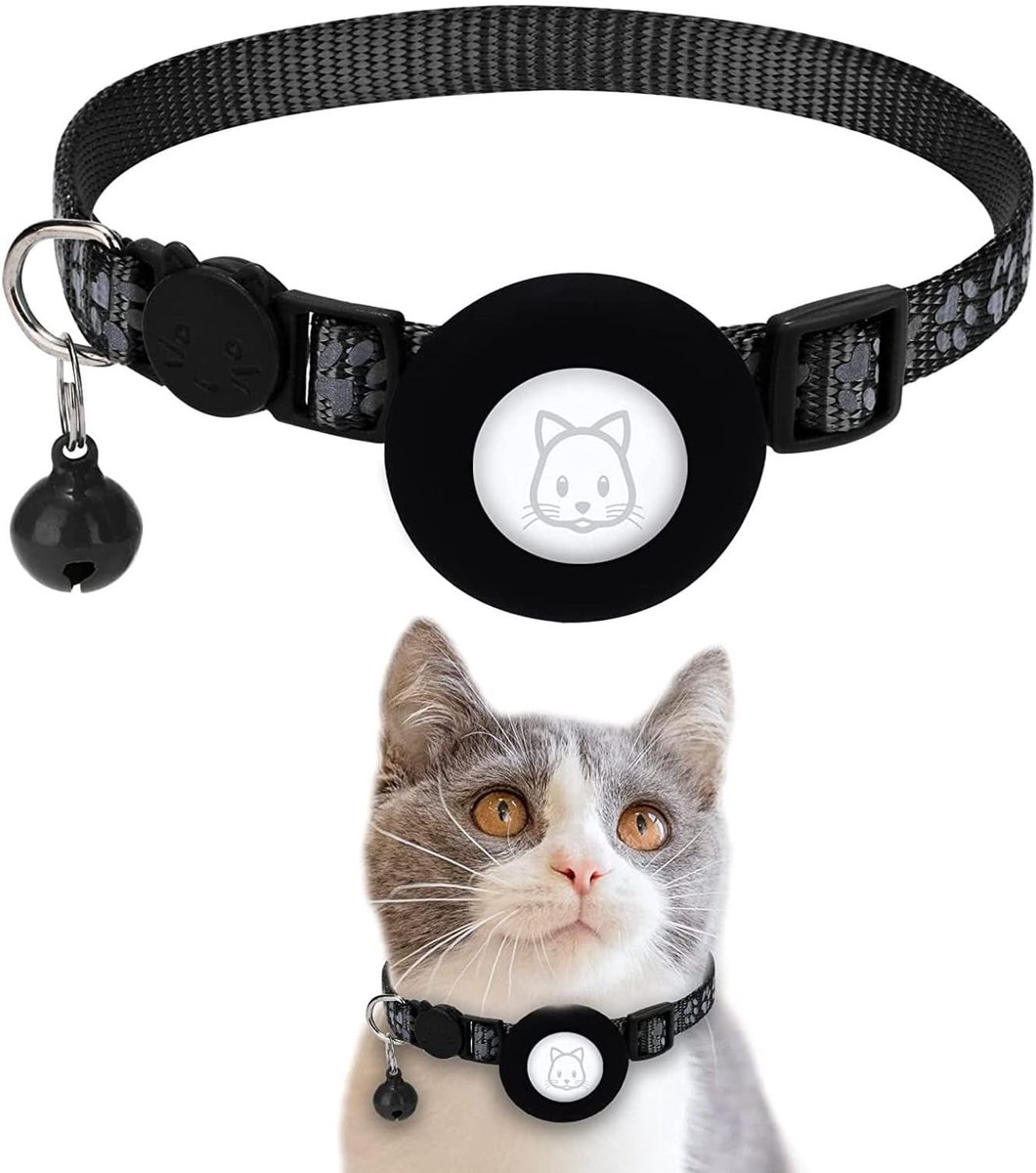 SnelShoppen - Reflecterende AirTag Kattenhalsband met Geïntegreerde Apple AirTag Houder, Veilig Elastisch Bandje voor Katten, Kittens en Puppies