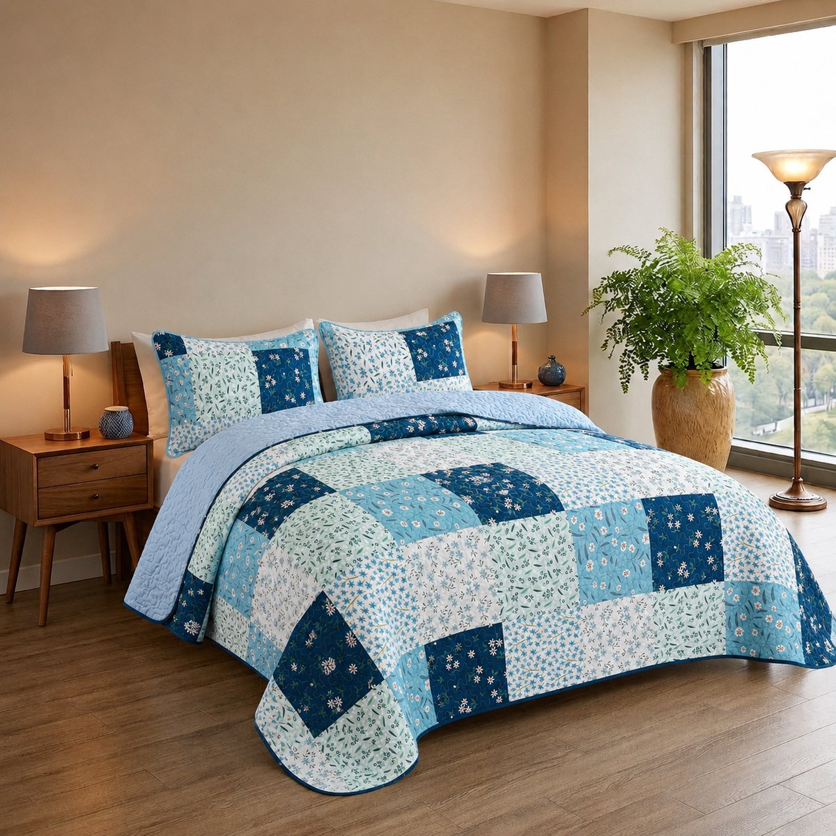 TRANKIELO® - Bedsprei 240x260 cm – Lichtgewicht sprei met patroon – Inclusief 2 kussenslopen