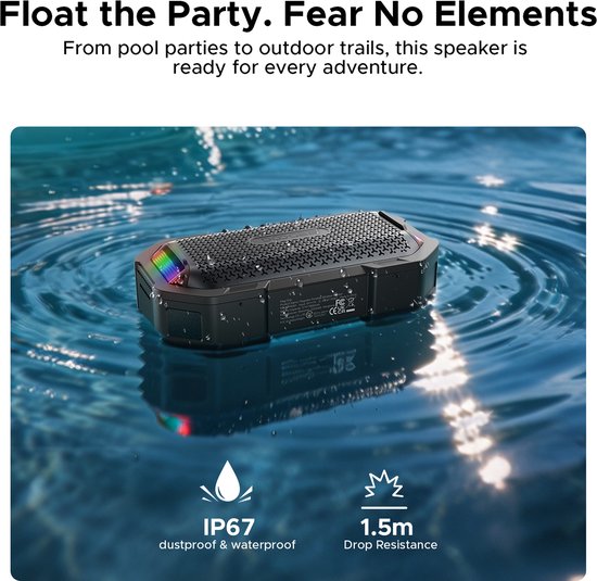 DOOGEE Mag Grip - Bluetooth Speaker - Magneet Draadloze Bluetooth Speaker - IP67 Waterdicht & Drijfvermogen - Zwart — afbeelding 3