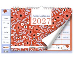MGPcards - Family Planner 2027 - Weekplanner - Week begint op maandag - 34 x 24,5 cm - Rood - Met stickers