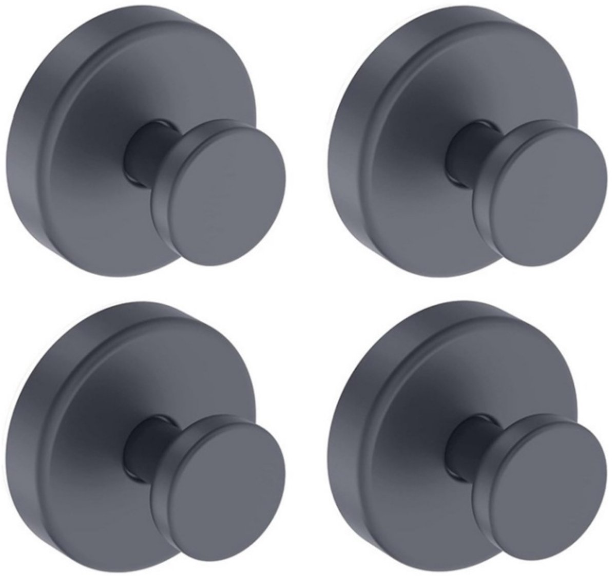 4 stuks Zuignaphaak Zonder Boren – Vacuüm Handdoekhaak voor Badkamer – Verwijderbare Haak voor Glas, Tegels en Gladde Oppervlakken – RVS – Grijs